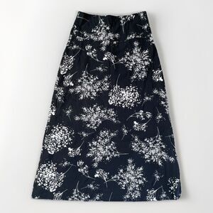 Banana Republic Pretty Navy Blue Floral Skirt 4P Petite Maxi A-line Wedding